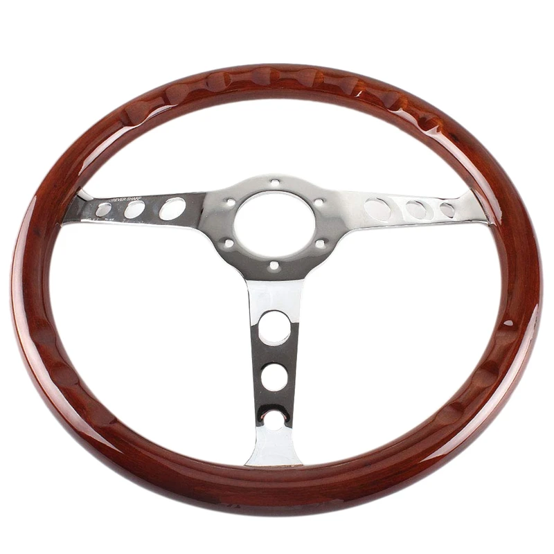 

380mm 15 Inch Grant Clic Nostalgia Style Wood Grain Steering Wheel Clic Wheel Slotted 3 Spoke Steering Wheel Riveted Light