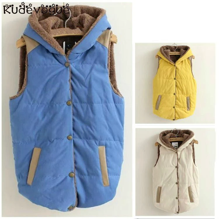 

Autumn and winter new Korean version of the women's trousers velvet large size cotton vest hooded vest