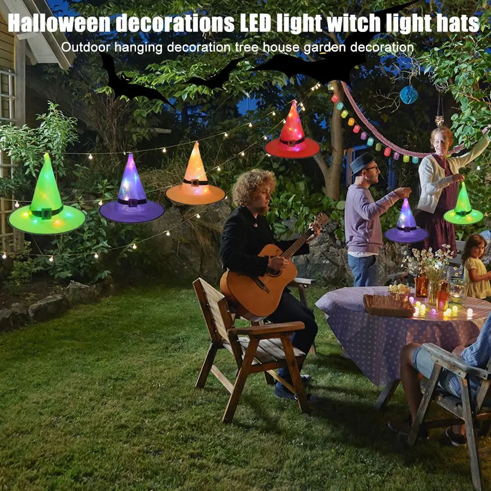 Светодиодный светящийся головной убор ведьмы на Хэллоуин украшение для улицы