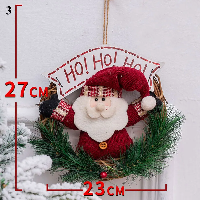 

Wooden Merry Christmas Garland Wreath Decor Wall Hanging Door Santa Claus Elk Snowman Ornaments Xmas Pendant Decor for Home
