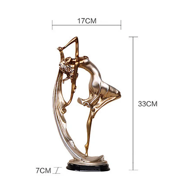 

Painted Female Dancer Resin Figure Statue Desktop Decoration Golden Portrait Statuette Crafts Ornaments Home Decor Modern