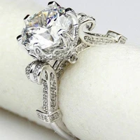 luxurious 3ct white diamond female romantic ring engagement wedding bride love size 5 11