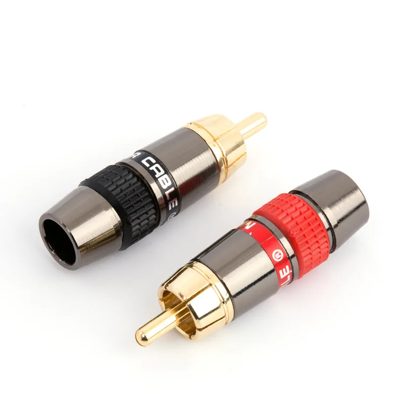 4 шт. RCA штекер Женский позолоченный разъем адаптер Поддержка 8 мм кабель аудио для