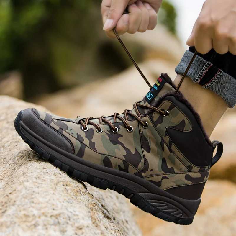 Зимний Теплый плюш тактических видов спорта Для мужчин Обувь на плоской подошве