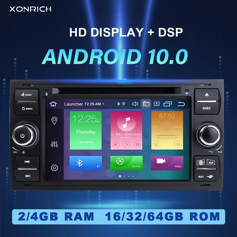 Автомобильный радиоприемник IPS 2 Din Android 11 для Ford Focus Fiesta Mondeo 4 C-Max S-Max Fusion Transit Kuga
