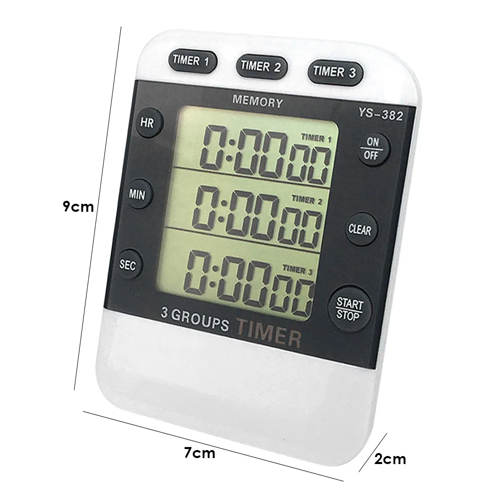 Square 3-way Kitchen Timing Digital Display High-quality Stopwatch Countdown Food Cooking Home Pracitcal Tool Tools | Дом и сад
