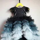 Элегантное Цветочное платье для девочек, топ с блестками, Многоярусное бальное платье из тюля, платье для маленьких девочек на день рождения, детское платье для конкурса, фотосессии