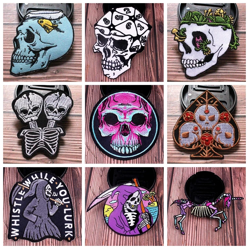 Нашивки для одежды в стиле панк с черепом патчи нашивки сделай сам Grim Reaper вышивка