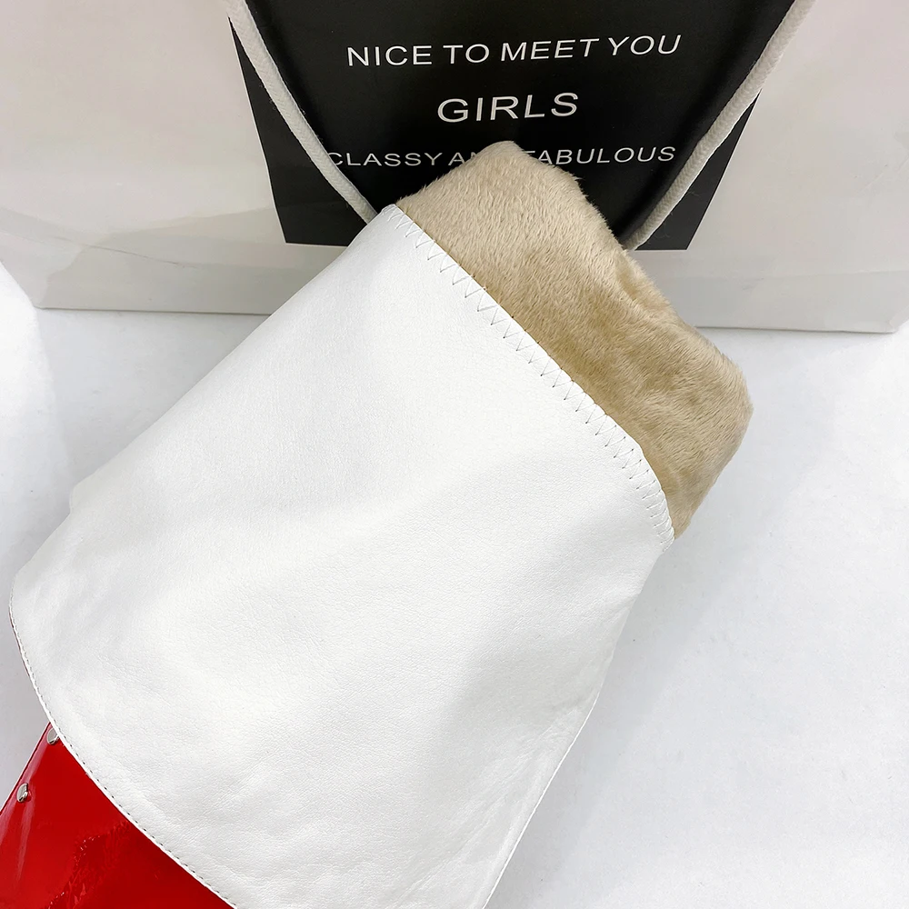 

Aliona Shoo Nightclub Women's Boots Pole Dancing Rivets Boots 12 cm Stiletto High Heels Sexy High With Over-the-Knee Boots 34-48