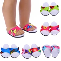 fashion summer beach slippers shoes for 18 inch girl dolls baby toys 7cm simple sandals shoes fit 43cm height american dolls
