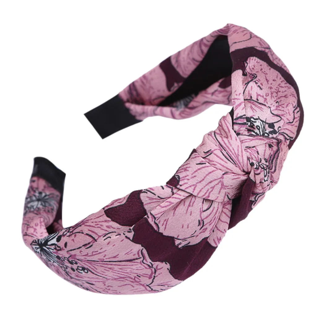 Женская тканевая повязка на голову элегантная повседневная с принтом и узлом