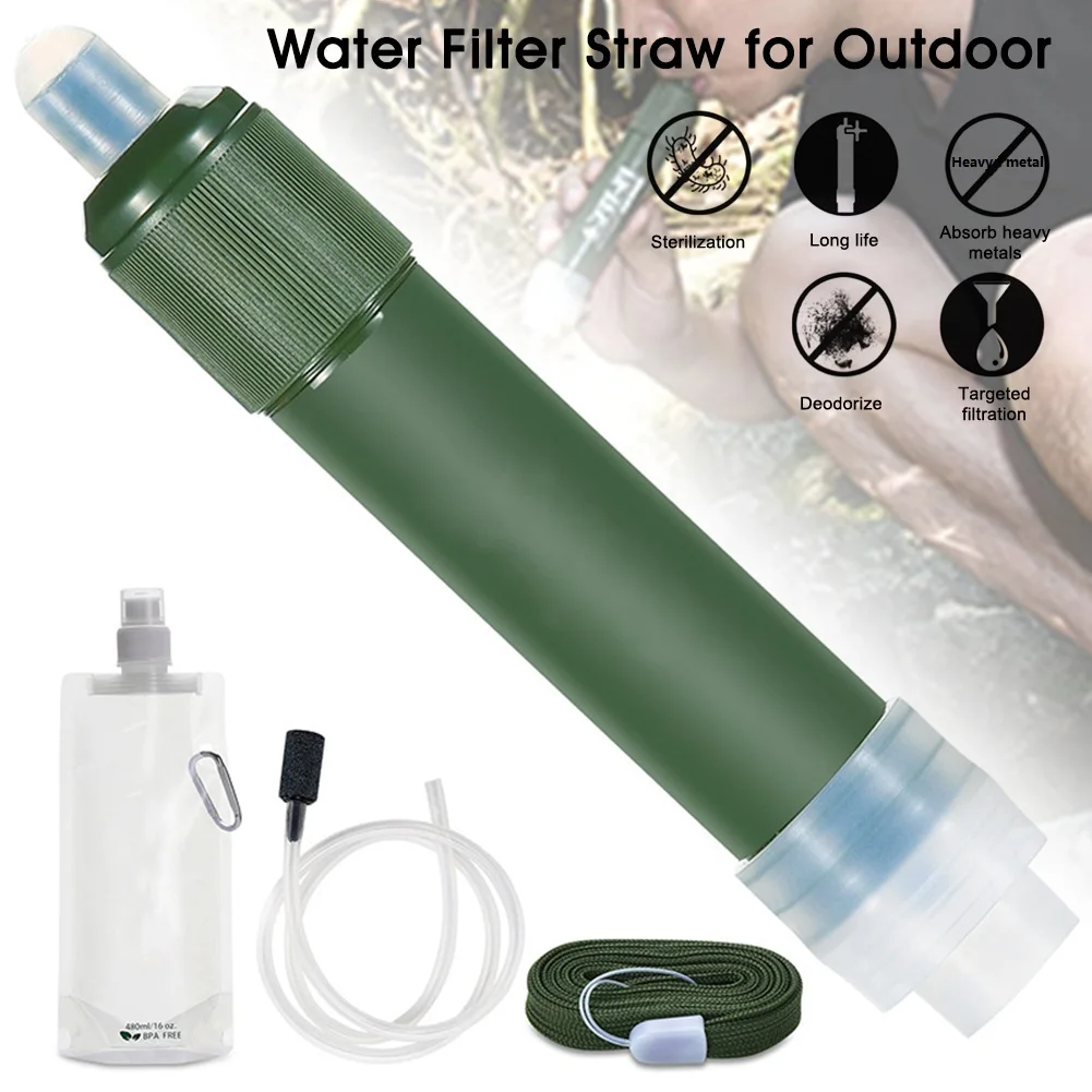 

Water Filter Straw Portable Filtration System 2-Stage Water Purifier Survival Gear for Camping Hiking Climbing and Emergency