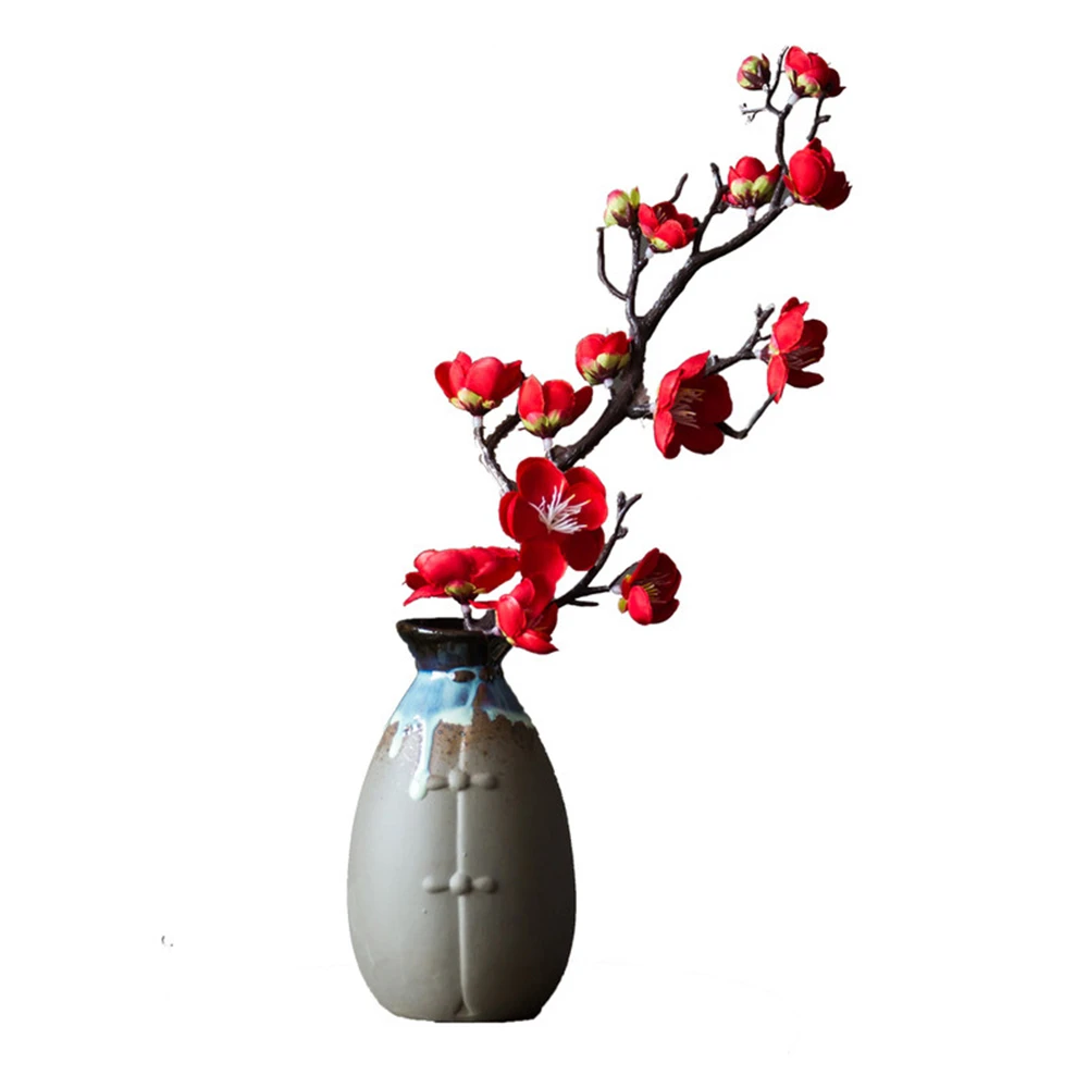 

B-LIFE Oriental Zen Style Ceramic Flower Vase with Artificial Flower Silk Flowers for Wedding Home Party Hotel Decoration