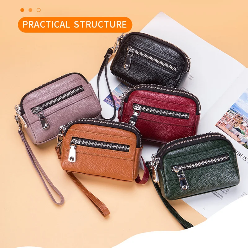 Клатч из натуральной кожи женский маленький клатч с ремешком на запястье кошелек