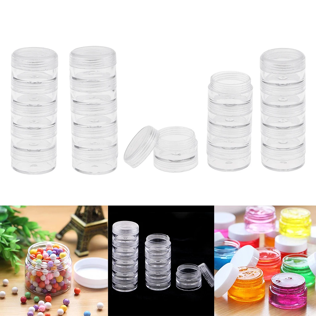 

4x5 Stackable Clear Jar Small Parts Storage Box Screw Jar Nail Art Container