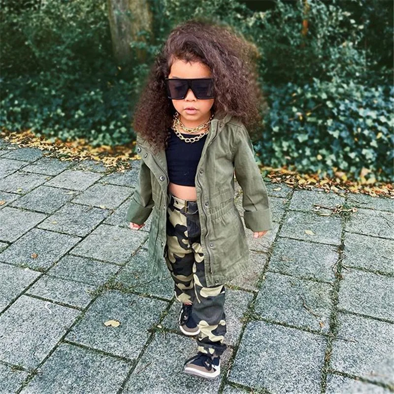 

Kids Baby Girls Fashion 2-piece Outfit Set Sleeveless Tops+Camouflage Pants Set for Children Girls