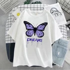 Женская футболка с принтом в виде бабочки, летняя свободная футболка в уличном стиле, одежда в стиле Харадзюку, Y2K