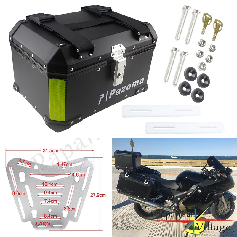 Универсальный мотоциклетный черный Алюминиевый задний Чехол 45L багажный ящик