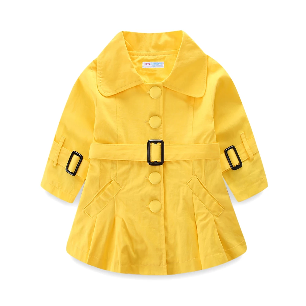 Mudkingdom/пальто для девочек с поясом Осенний однотонный кардиган длинными рукавами