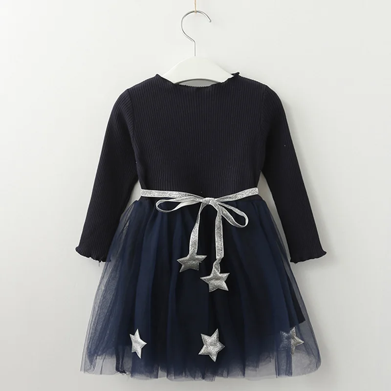 AZ1490 Navy blue Menoea/плотное теплое платье для девочек; платья мини на Рождество, свадьбу, вечеринку; вязаная зимняя детская одежда для девочек; детская одежда; платье для девочек - Цвет: AZ1490 Navy blue