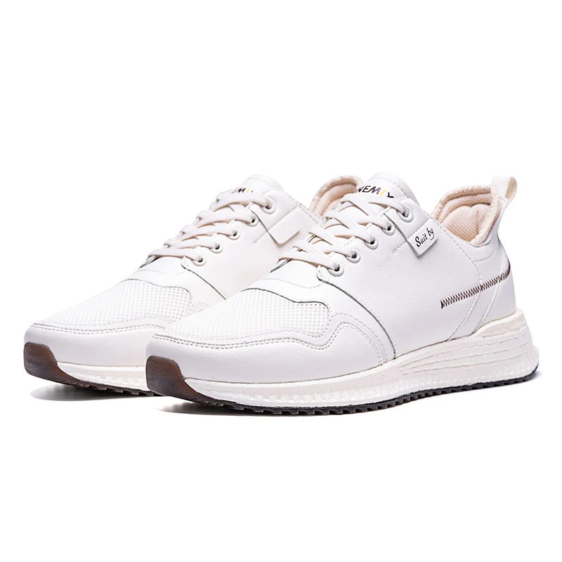 ONEMIX White Sneakers for Men Autumn Comfort Leather Surface Running Shoes Lace Up RB Outsole Man Athletic Walking Shoes