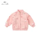 DB396-L dave bellaвесеннее модное пальто унисекс на молнии с мультяшным принтом; Детские топы; Верхняя одежда для малышей