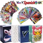 Детская карточка Pokemon V MAX 100 GX, лидер продаж, Детская битва, Испанская версия, двойная сияющая игра Vmax TOMY, 50-200 шт.