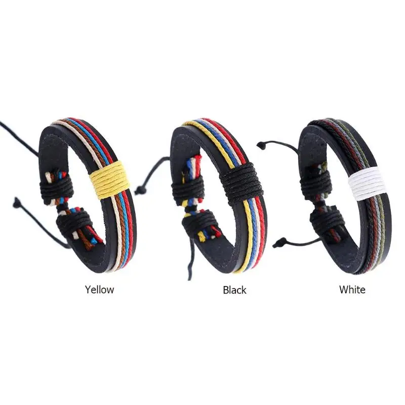 Красочный плетеный веревочный браслет ретро из искусственной кожи браслеты