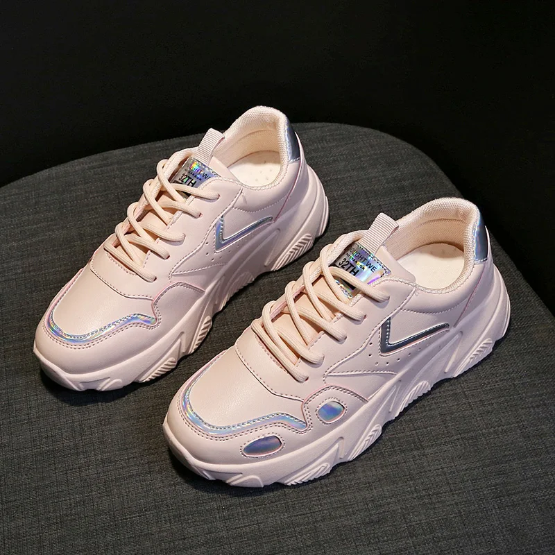 

2021 spring new Korean style mesh thick soled breathable sports shoes female father shoes female student leisure sports shoes