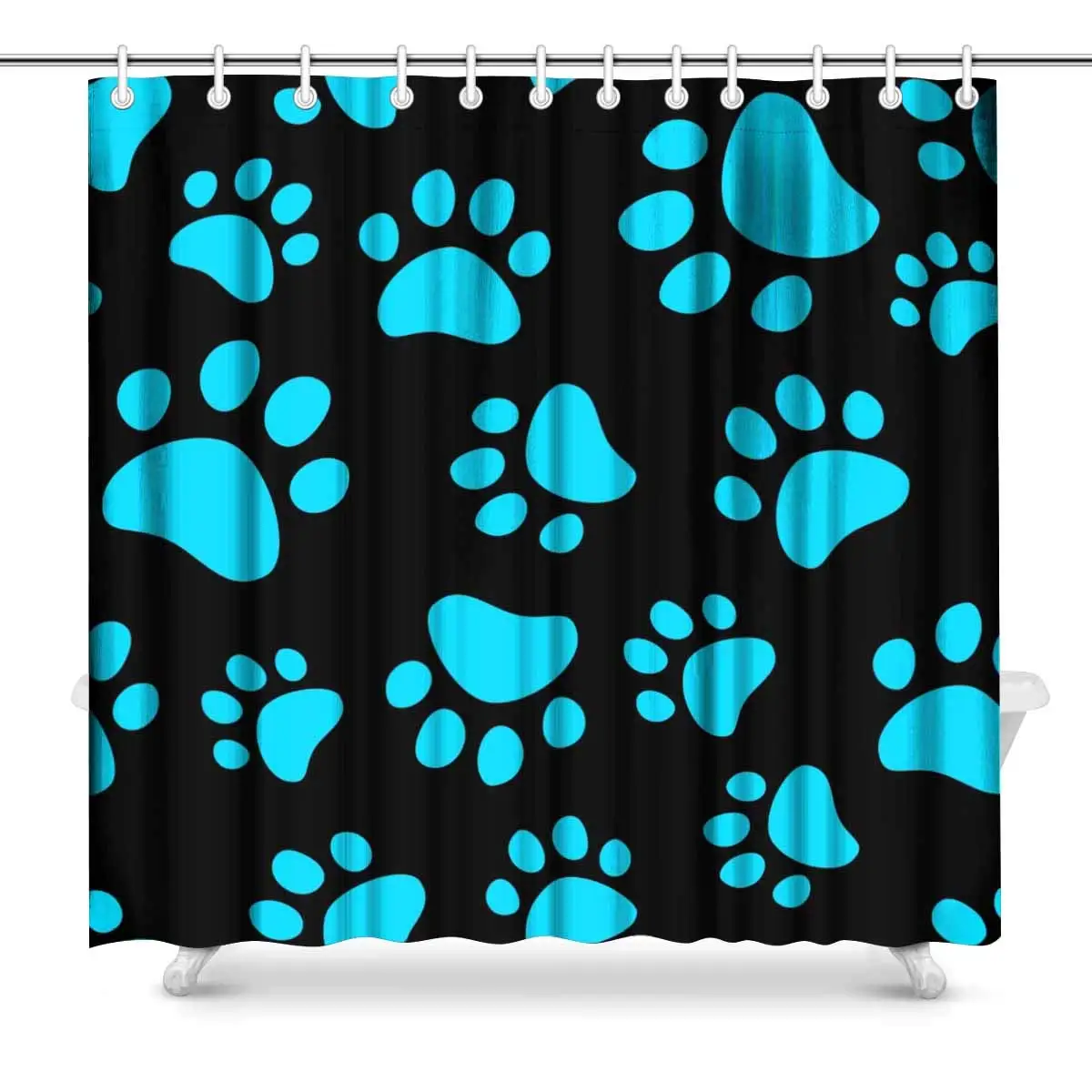 Синий кот следа Ванная комната Декор Душ шторы набор с крючками|Шторы для душа| |
