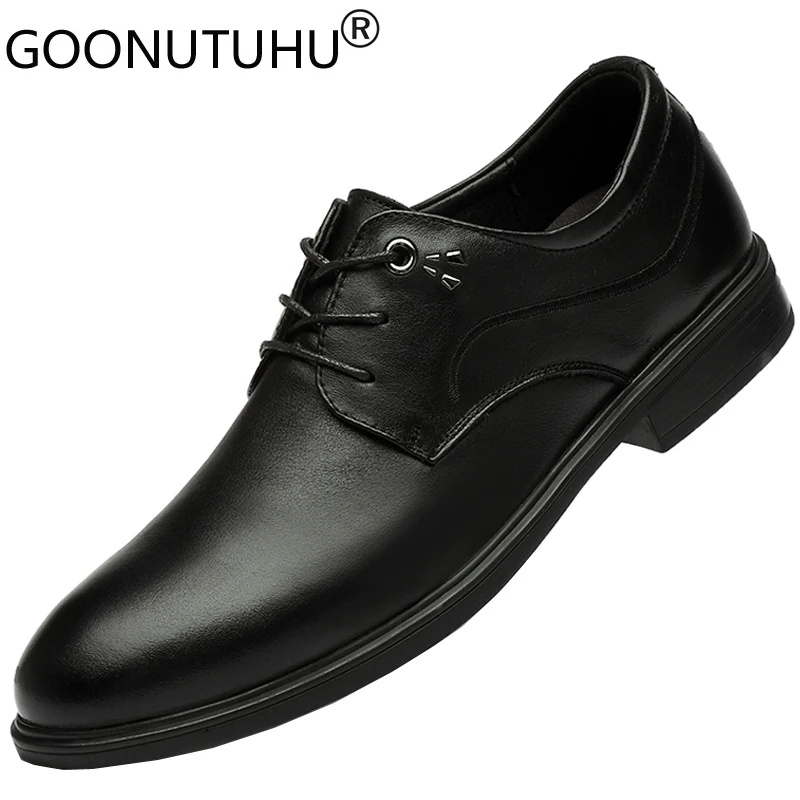 

Туфли дерби мужские классические, натуральная кожа, водонепроницаемые элегантные, классические, однотонные, стиль 2022