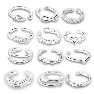Summer Beach Vacation Knuckle Foot Ring Open Toe Rings Set for Women Girls Finger Heart Ring Adjustable Jewellery Wholesale
