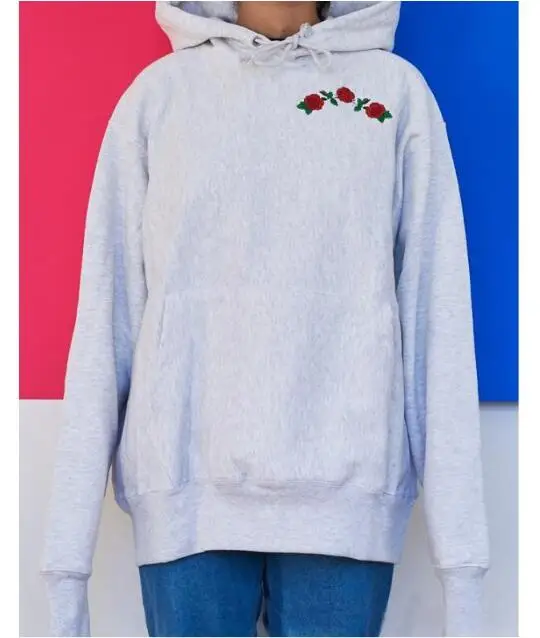 

Мужская толстовка с вышивкой розы, уличная Толстовка в стиле хип-хоп harajuku, Университетская толстовка, американский размер