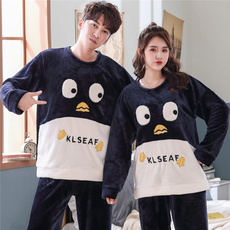 Зимний новый женский пижамный комплект с длинным рукавом теплая Фланелевая