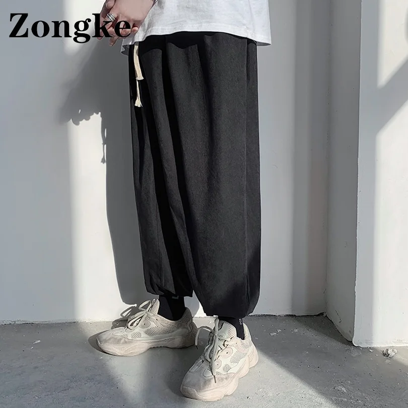 

Zongke 2021 New Solid Harem Pants Men Trousers Casual Joggers Pants Men Sweatpants Hip Hop Streetwear Male Plus Size M-2XL