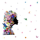 Цветок бабочка девушка Наклейка на стену девушка комната спальня фон гостиная украшение художественные переводки красочные красивые наклейки