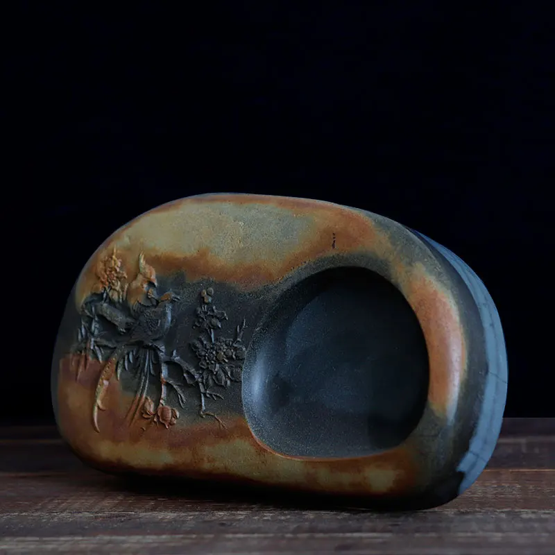 Уникальный китайский Inkstone натуральный камень чернила-well Sumi-e каллиграфия кисть