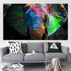 Большого размера разноцветный картина маслом в виде африканского слона, Картина на холсте с изображением свободных животных, графический Декор для дома, гостиной