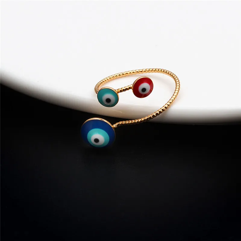 С клипсами Дурной глаз Открытое кольцо для женщин Золотой Цвет геометрический