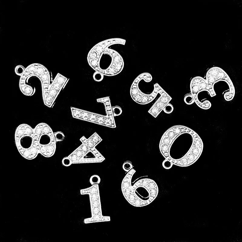 10 шт 0 9 подвески в виде цифр бусины для изготовления ювелирных изделий Кристалл