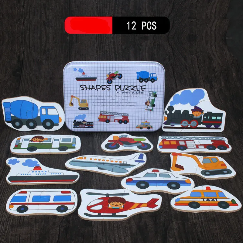 12 pcs Раннее детство, развивающие Обучающие головоломки, игрушки для детей, деревянные головоломки, 13 штук, большие пазлы, детские игрушки - Цвет: 12 pcs