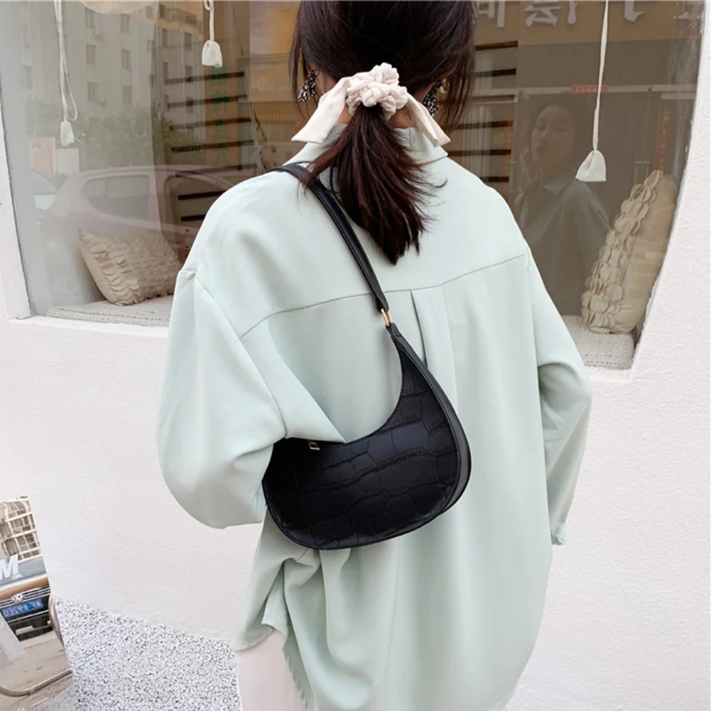 

Casual Handbag Crossbody Bags Women Pure Color Alligator Pattern PU Underarm Ladies Hobos Purses for Women Phone Girl