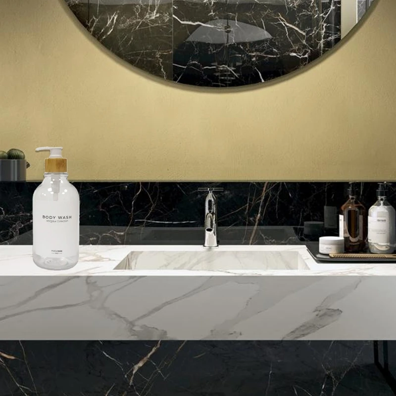 

2pcs Shampoo Pump Bottles Dispenser 500ml Clear Empty Bottles Refillable Containers for Soap Cream Lotion