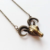gothic 3d goat head choker necklace pendant charm ram jewelry satanic occult modern witchy goat women