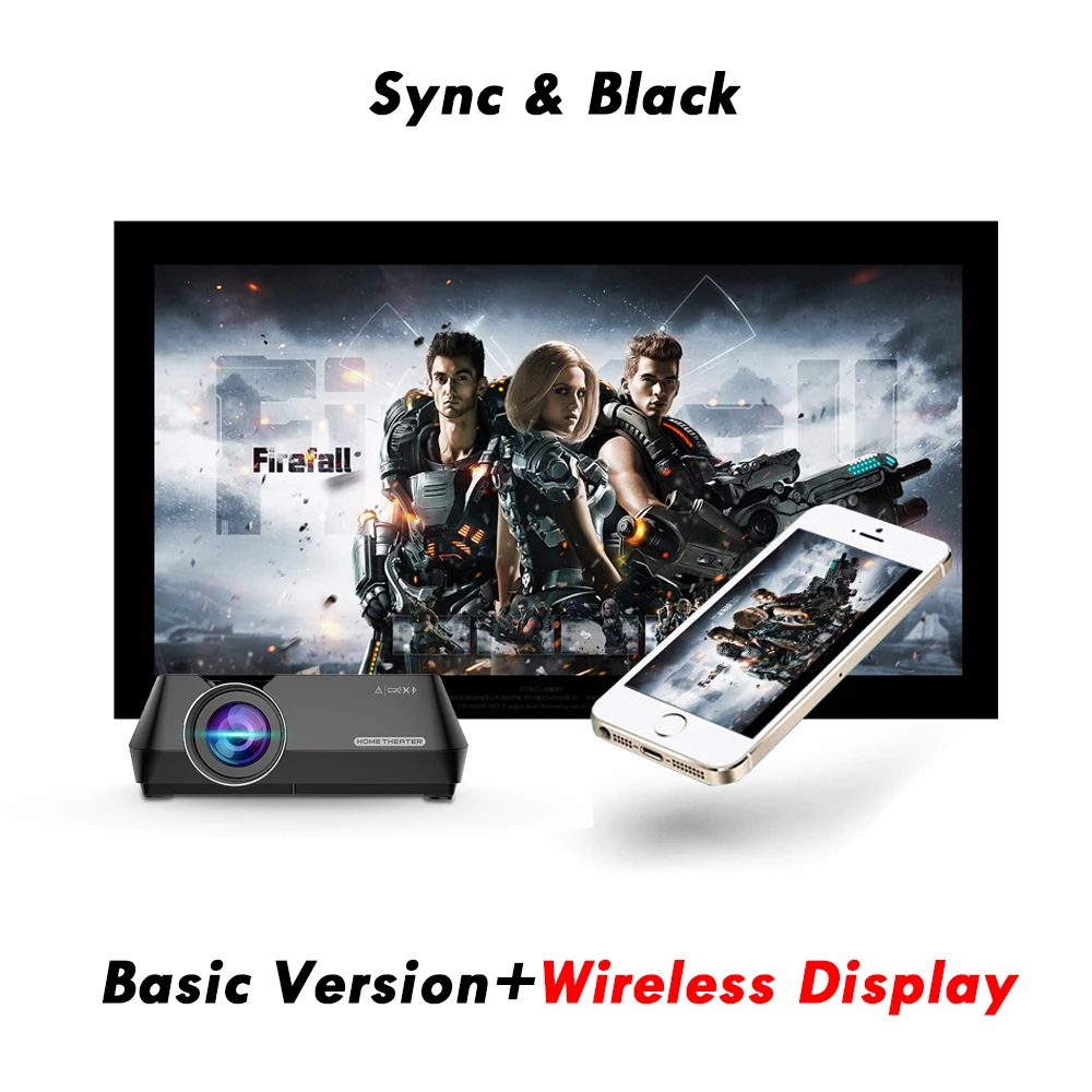 (Black)Sync version Wejoy Мини проектор GT8 портативный беспроводной дисплей Синхронизация опциональный проектор для передачи данных шоу FHD проектор для театра проектор HIFI динамик - Цвет: (Black)Sync version