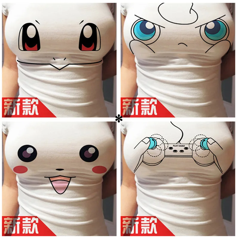 1PCS 3D Kawaii Face Big Eye Fashion Anime TShirts Casual Shirt Short Sleeve Summer Cartoon Tshirt Unisex New Birthday Gifts | Женская