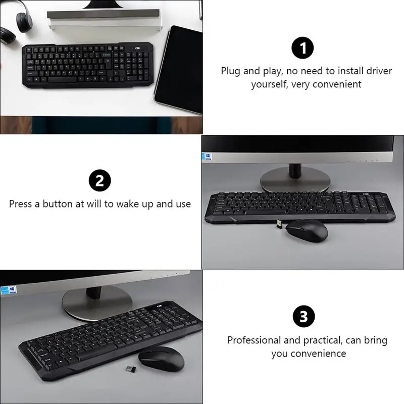 

Wireless Keyboard Mouse Combo for Desktop Computer Laptop without Battery