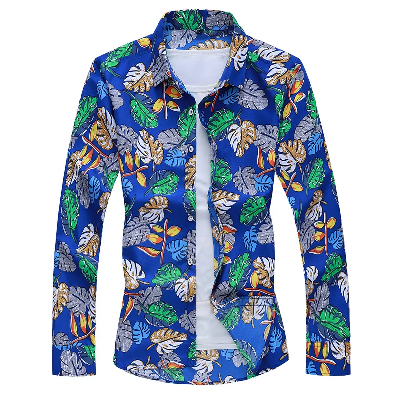 Мужская приталенная рубашка с длинными рукавами Повседневная хлопковая блузка