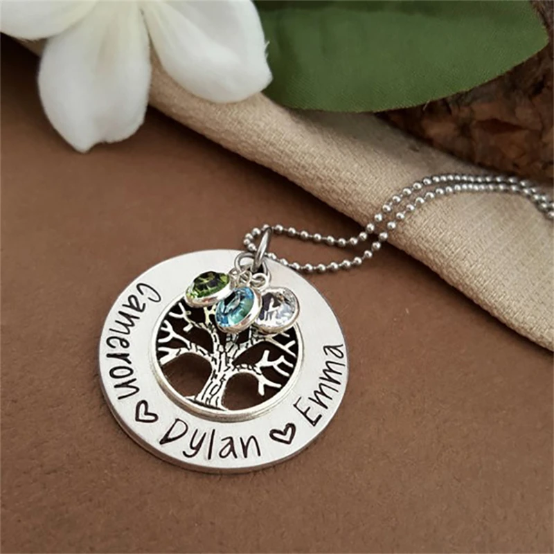 Ожерелье с персонализированными именами семейное дерево мамы ожерелье кулоном