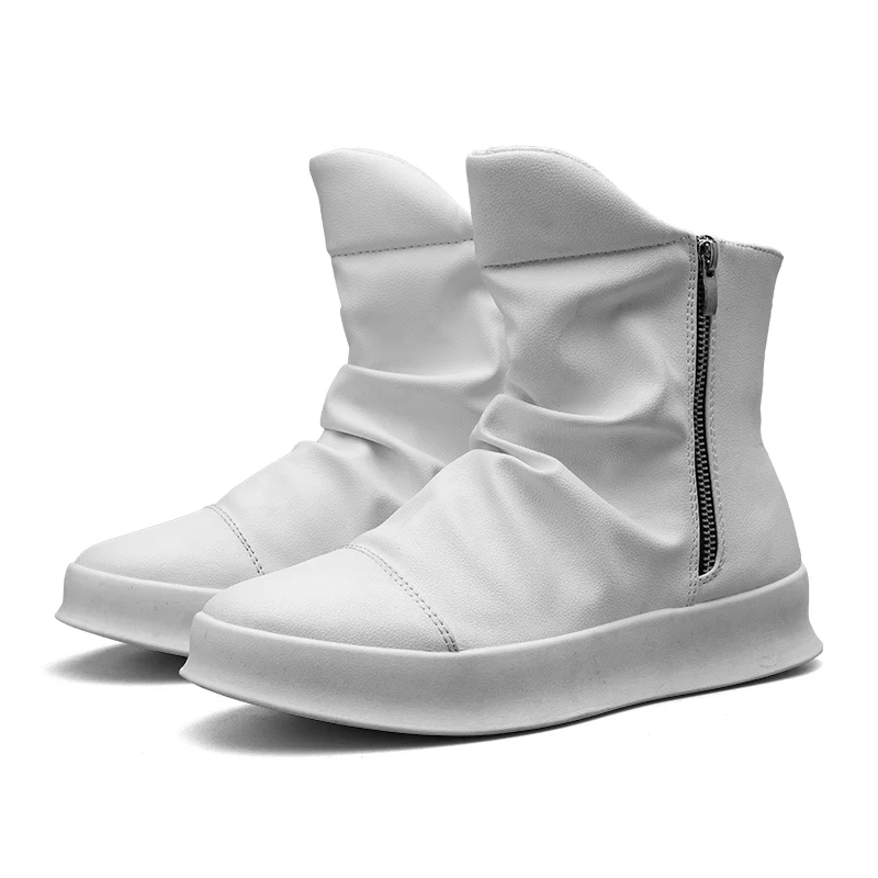 New Male Hip hop autumn winter Men Chelsea Motorcycle Boots Slip-On Dress Shoes Dancing Footwear Platform High Top Sneakers
